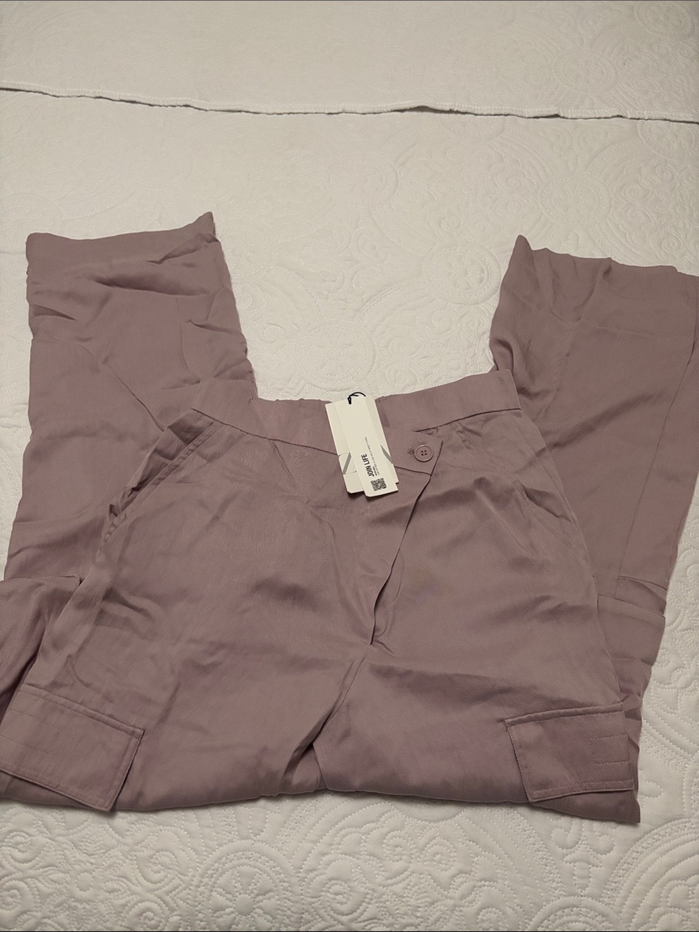 Zara Mauve Straight-Leg Cargo Pants